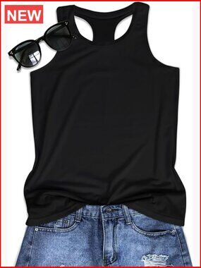 Women's Racerback Tank Top Summer Casual Sleeveless Crew Neck Cotton Blend Pull
